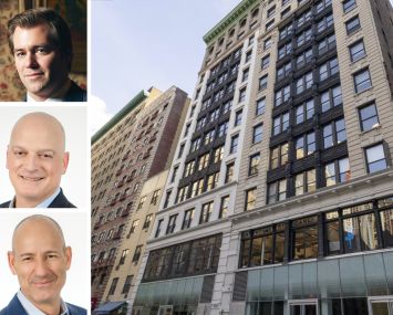 Kaufman Investment's Michael Kazmierski (top), Savanna's Nicholas Bienstock (center) and Christopher Schlank, and 24-28 West 25th Street.