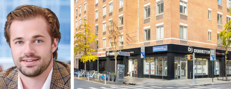 JLL's Michael Zaremski (top) and Clayton Ross, and 194 East 2nd Street.