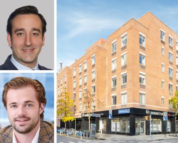 JLL's Michael Zaremski (top) and Clayton Ross, and 194 East 2nd Street.