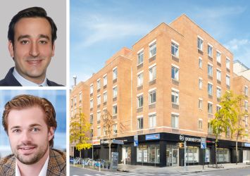 JLL's Michael Zaremski (top) and Clayton Ross, and 194 East 2nd Street.