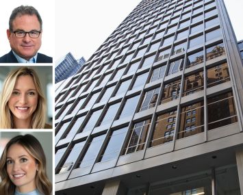 JLL's Mitch Konsker (top), Christine Colley (center) and Kristen Morgan, and 1330 Avenue of the Americas.