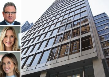 JLL's Mitch Konsker (top), Christine Colley (center) and Kristen Morgan, and 1330 Avenue of the Americas.