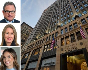 JLL's Mitch Konsker (top), Cynthia Wasserberger (center) and Kristen Morgan, and 2 Park Avenue.
