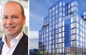 Arrow Real Estate Advisors's Morris Betesh and a rendering of 135-01 35th Avenue in Queens.