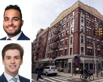 Meridian Capital Group’s Noam Aziz (top) and Max Freudenberger, and 373 Broome Street.