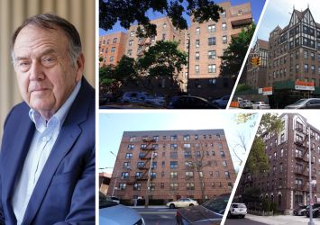 Richard LeFrak (clockwise from left), 7705 Bay Parkway, 8301 Bay Parkway, 1640 Ocean Parkway, and 1201 Ocean Parkway in Brooklyn.