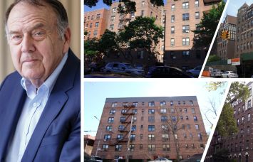 Richard LeFrak (clockwise from left), 7705 Bay Parkway, 8301 Bay Parkway, 1640 Ocean Parkway, and 1201 Ocean Parkway in Brooklyn.