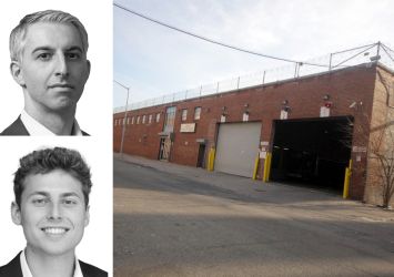 Newmark's Ryan Gessin (top) and Drew Wiley, and 30-10 Review Avenue, Queens.