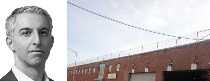 Newmark's Ryan Gessin (top) and Drew Wiley, and 30-10 Review Avenue, Queens.