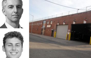 Newmark's Ryan Gessin (top) and Drew Wiley, and 30-10 Review Avenue, Queens.