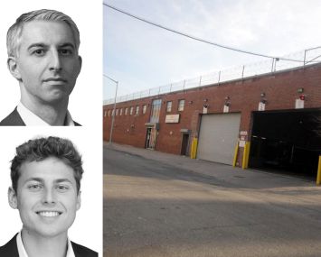 Newmark's Ryan Gessin (top) and Drew Wiley, and 30-10 Review Avenue, Queens.