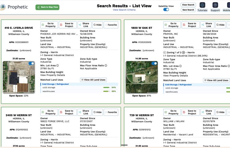 A screenshot of Prophetic's SearchAI results.