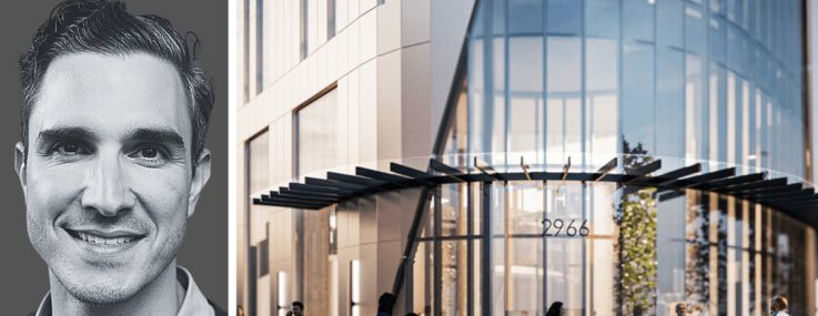 Intergritas Capital's Stephen Palmese and a rendering of 2966 John F. Kennedy Boulevard in Jersey City, N.J.