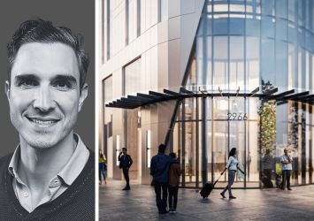 Intergritas Capital's Stephen Palmese and a rendering of 2966 John F. Kennedy Boulevard in Jersey City, N.J.