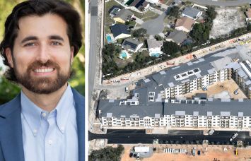 Peachtree Group's Taylor Pike and an aerial view of Seahaven Apartments under construction in Panama City, Fla.