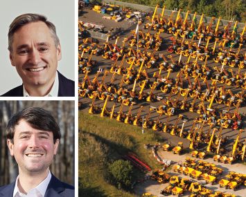 Blackstone's Tim Johnson (top), Cooper-Horowitz's Justin Horowitz, and a industrial outdoor storage lot.