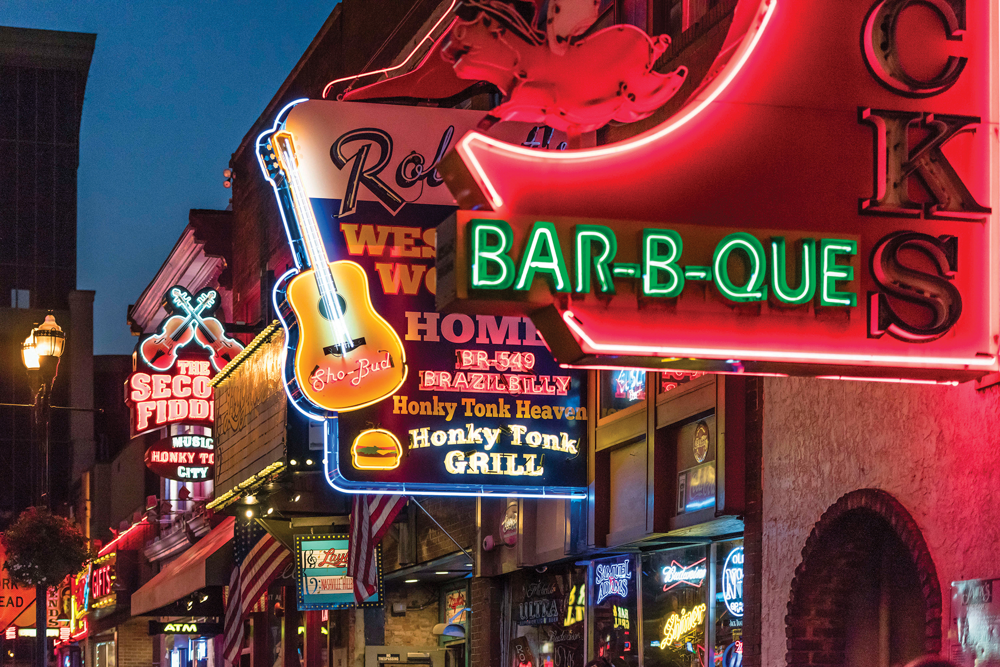 Country music bars line Broadway in Nashville.