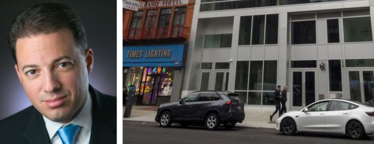 Emerald Creek Capital's Mark Bahiri (top) and Mark Penna, and 139 Bowery.