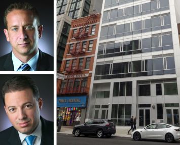 Emerald Creek Capital's Mark Bahiri (top) and Mark Penna, and 139 Bowery.