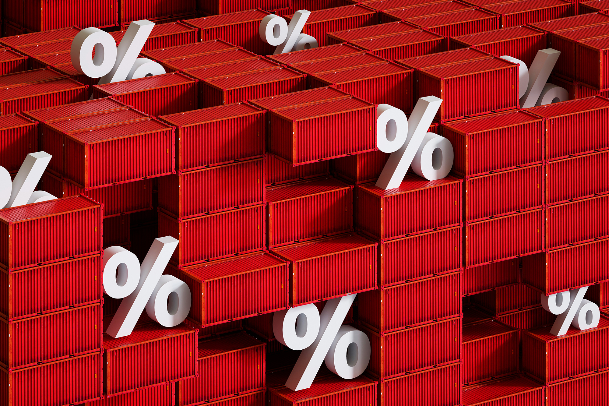 An illustration of percent signs embedded in containers in container stack.