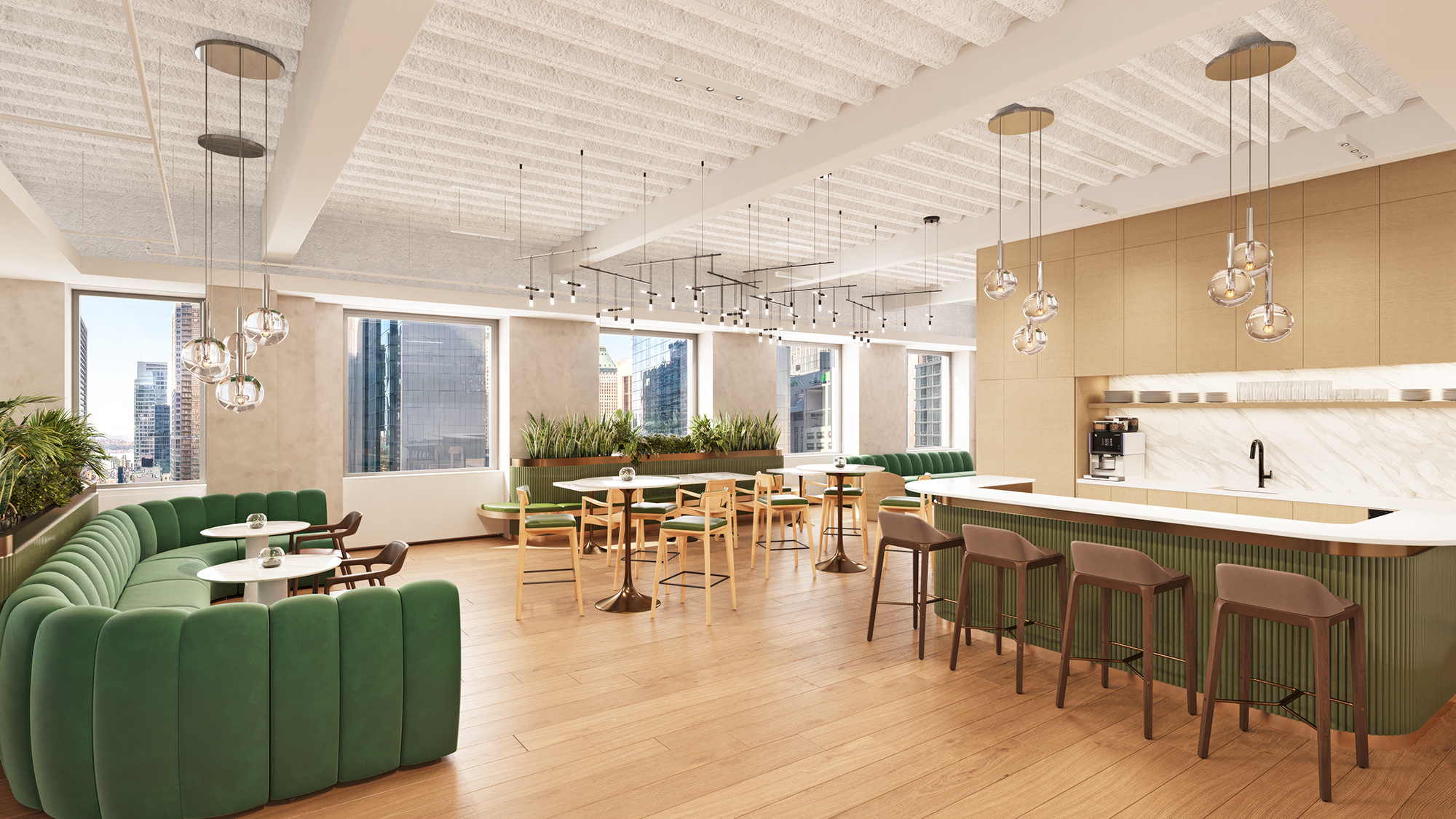 The lobby will extend into a roughly 2,500-square-foot tenant lounge and conferencing center.