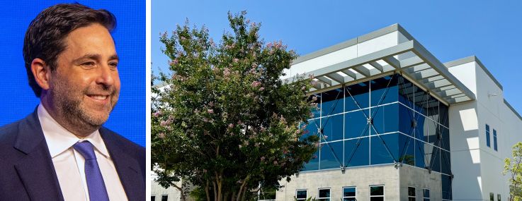 Invesco President and CEO Andrew Schlossberg and 16380 Euclid Avenue in Chino, Calif.
