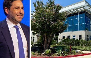 Invesco President and CEO Andrew Schlossberg and 16380 Euclid Avenue in Chino, Calif.
