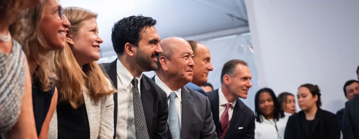 Dignitaries including Port Authority Executive Director Kathryn Garcia, Mayor Zohran Mamdani, and Port Authority Chairman Kevin O'Toole take part in a groundbreaking ceremony for 2 World Trade Center on July 9.