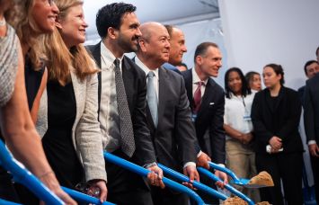 Dignitaries including Port Authority Executive Director Kathryn Garcia, Mayor Zohran Mamdani, and Port Authority Chairman Kevin O'Toole take part in a groundbreaking ceremony for 2 World Trade Center on July 9.