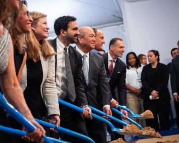 Dignitaries including Port Authority Executive Director Kathryn Garcia, Mayor Zohran Mamdani, and Port Authority Chairman Kevin O'Toole take part in a groundbreaking ceremony for 2 World Trade Center on July 9.