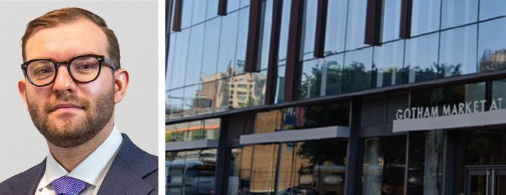 Brad Schwarz (top), Zev Sonkin (bottom), and 590 Fulton Street in Brooklyn.