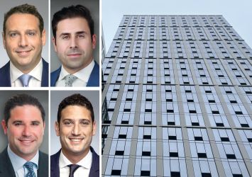 Walker & Dunlop's Aaron Appel (clockwise from top left), Keith Kurland, Adam Schwartz and Jonathan Schwartz, and 35 Cottage Street, Jersey City, N.J.
