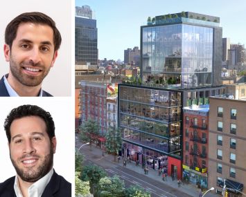 Current Real Estate Advisors' Adam Henick (top) and Rob Kluge, and a rendering of 141 East Houston Street.