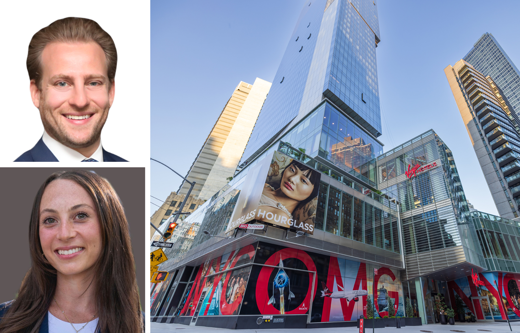 Newmark's Adam Weinblatt (top) and Harley Bonn, and Virgin Hotel Nomad at 1227 Broadway.