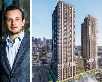 Alex Witkoff and a rendering of 700 North Miami Avenue, Miami.