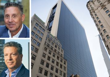JLL's Alexander Chudnoff (top), CBRE's Howard Fiddle, and 9 West 57th Street.