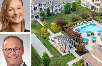 Northmarq's Annamarie Bjorklund (top) and Cody Field, and Maple Knoll at 500 Bigleaf Maple Way, Westfield, Ind.
