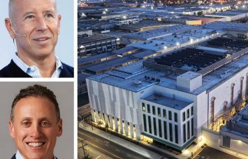 Starwood Capital's Barry Sternlicht (top) and Jonathan Pollack, and an aerial view of a data center.