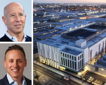 Starwood Capital's Barry Sternlicht (top) and Jonathan Pollack, and an aerial view of a data center.