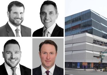 Clockwise from top left: Justin Shepard, Jay Miele, Adam Spies, and Ben Appel of Newmark and 101 Pennsylvania Avenue in Brooklyn.