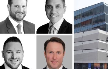 Clockwise from top left: Justin Shepard, Jay Miele, Adam Spies, and Ben Appel of Newmark and 101 Pennsylvania Avenue in Brooklyn.