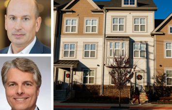 AvalonBay Communities CEO Benjamin Schall (top), Equity Residential President and CEO Mark Parrell, and an AvalonBay Communities development in Amityville, N.Y.
