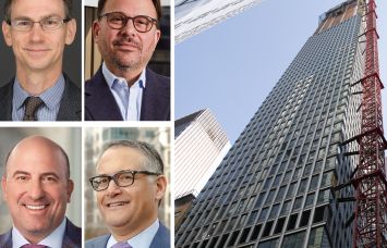 Grubb Properties's Clay Grubb (clockwise from top left), Maxim Capital Group's Adam Glick, Skylight Real Estate Partners' Gavin Evans, and Greenbarn Investment Group's David Welsh, and 8 Carlisle Street.