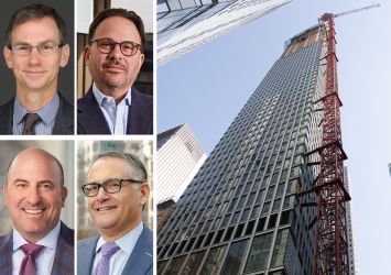 Grubb Properties's Clay Grubb (clockwise from top left), Maxim Capital Group's Adam Glick, Skylight Real Estate Partners' Gavin Evans, and Greenbarn Investment Group's David Welsh, and 8 Carlisle Street.