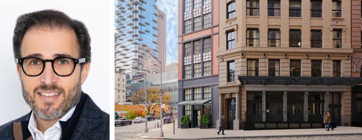Broad Street Development's Daniel Blanco (top) and Raymond Chalme, and a rendering of 139 Franklin Street.