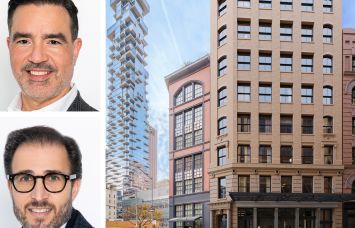 Broad Street Development's Daniel Blanco (top) and Raymond Chalme, and a rendering of 139 Franklin Street.