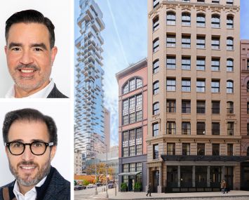 Broad Street Development's Daniel Blanco (top) and Raymond Chalme, and a rendering of 139 Franklin Street.