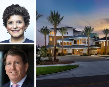 Ventas CEO Debra A. Cafaro (top), Harrison Street CEO Christopher Merrill and Clearwater at Riverpark in Oxnard, Calif.