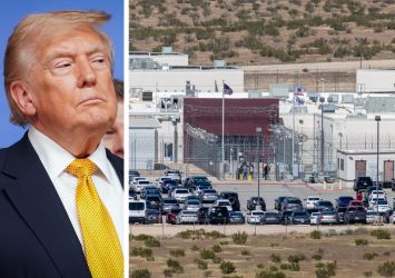 President Donald Trump and the California City Immigration Processing Center in California City, Calif.