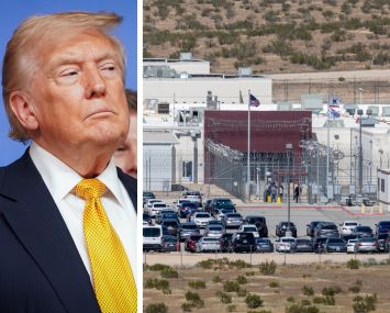 President Donald Trump and the California City Immigration Processing Center in California City, Calif.